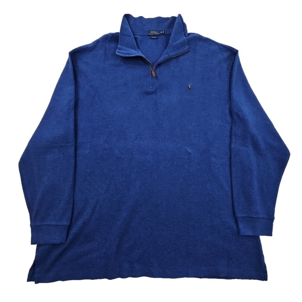 Polo Ralph Lauren 1/4 Zip Sweater Men's 4XLT Navy Blue Estate Rib 100% Cotton
